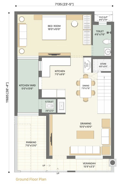  bunglows Floor Plan Ground Floor Plan
