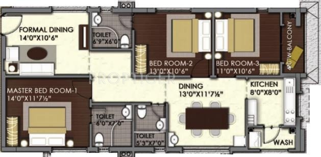 Silpa Cyber View (3BHK+3T (1,515 sq ft) 1515 sq ft)
