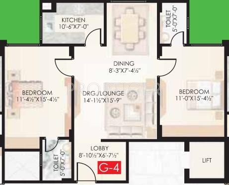 Siddha Regal (2BHK+2T (1,153 sq ft) 1153 sq ft)