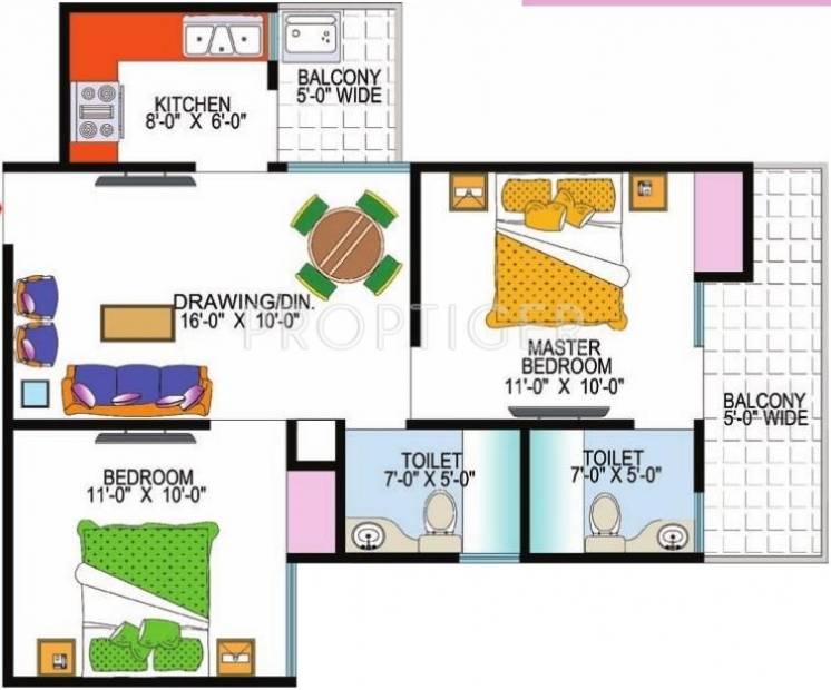 Super OXY Homez (2BHK+2T (950 sq ft) 950 sq ft)