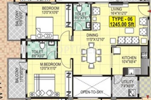 Vaibhav Serene (2BHK+2T (1,245 sq ft) 1245 sq ft)