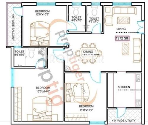 Silpa Signature (3BHK+3T (1,375 sq ft) 1375 sq ft)