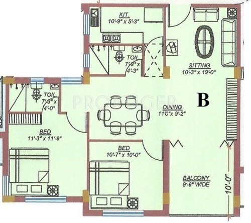 Triveni Heights (2BHK+2T (1,321 sq ft) 1321 sq ft)