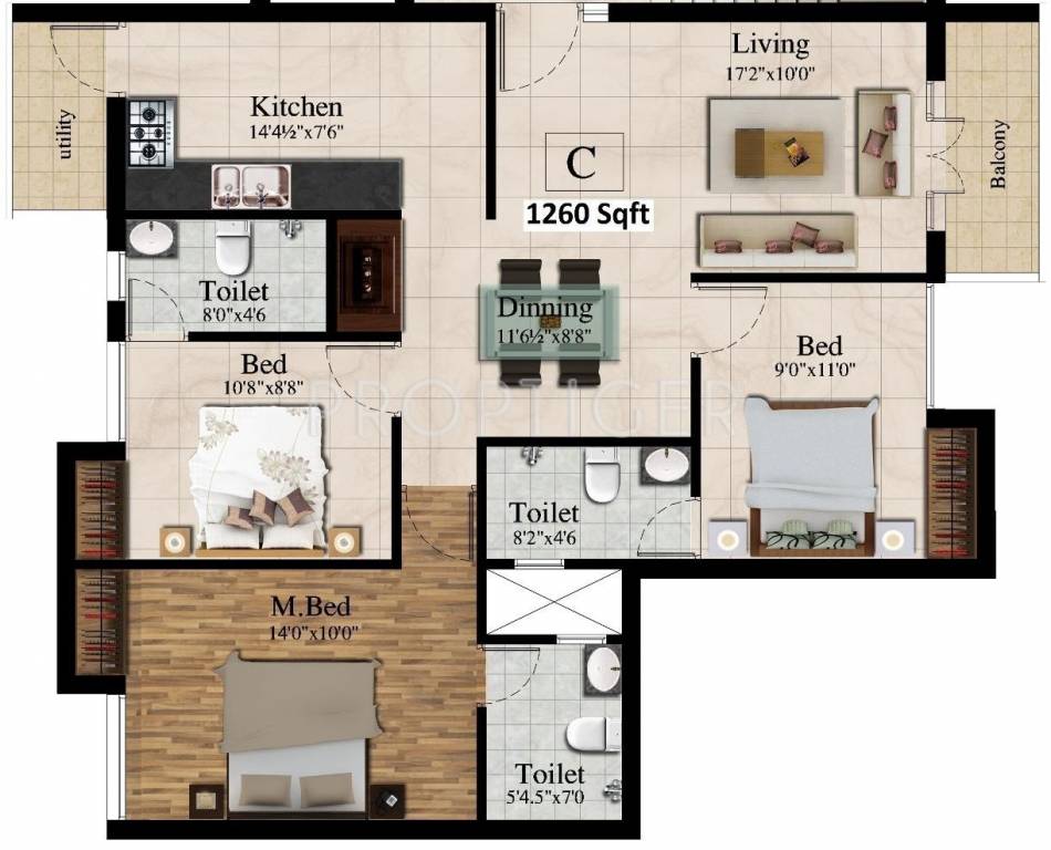 Voora Gitanjali (3BHK+3T (1,260 sq ft) 1260 sq ft) Voora Gitanjali (3BHK+3T (1,260 sq ft) 1260 sq ft)