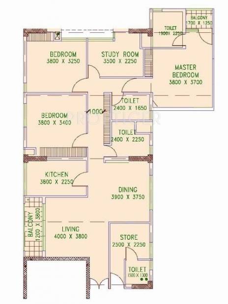 Shrachi Greenwood Elements (3BHK+3T (2,114 sq ft)   Study Room 2114 sq ft)