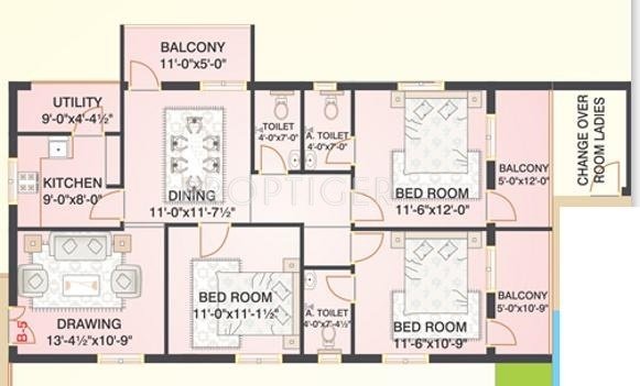 TNR Vaishnovi (3BHK+3T (1,462 sq ft) 1462 sq ft)
