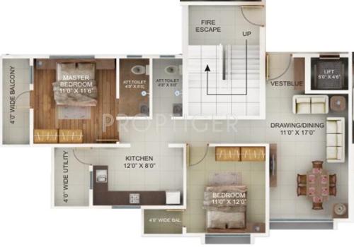 Green AMAN VALLEY (2BHK+2T (1,135 sq ft) 1135 sq ft)