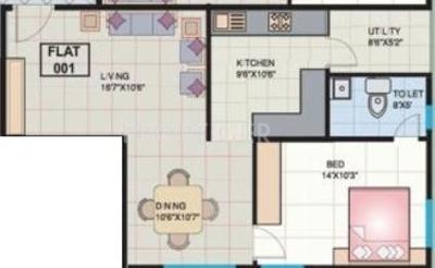 Sri Vijaya Durga Residency Floor Plan (1BHK+1T)