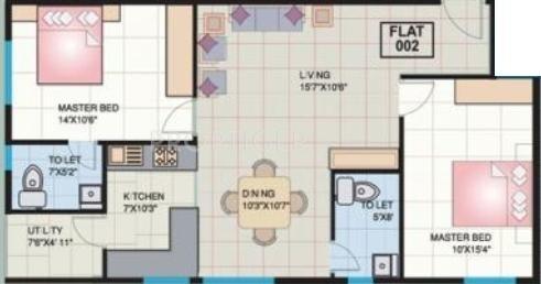 Vijaya Residency (2BHK+2T (1,150 sq ft) 1150 sq ft)