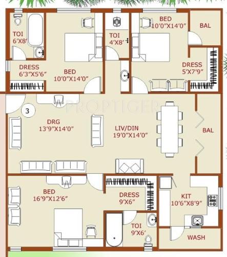 Gharonda Seshamandir (3BHK+3T (1,917 sq ft) 1917 sq ft)