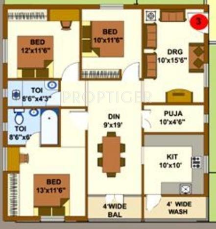 Gharonda Casarosa (3BHK+2T (1,658 sq ft)   Pooja Room 1658 sq ft)
