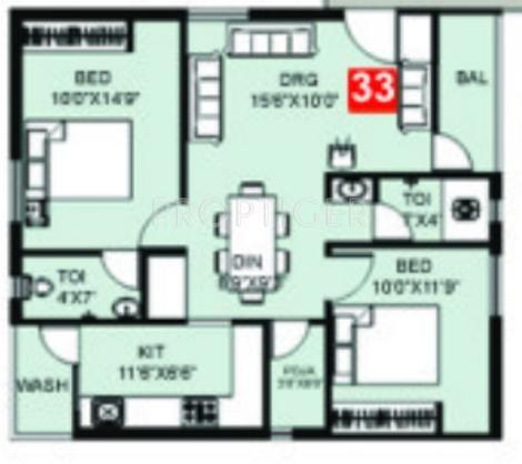 Gharonda Chamundi (2BHK+2T (1,027 sq ft) 1027 sq ft)