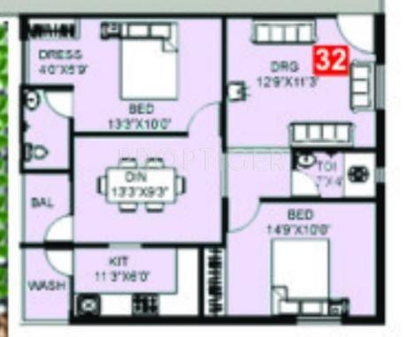 Gharonda Chamundi (2BHK+2T (1,107 sq ft) 1107 sq ft)
