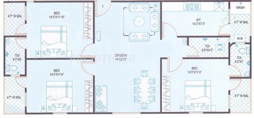 Moghal Moghal Meridian (3BHK+3T (1,537 sq ft) 1537 sq ft)