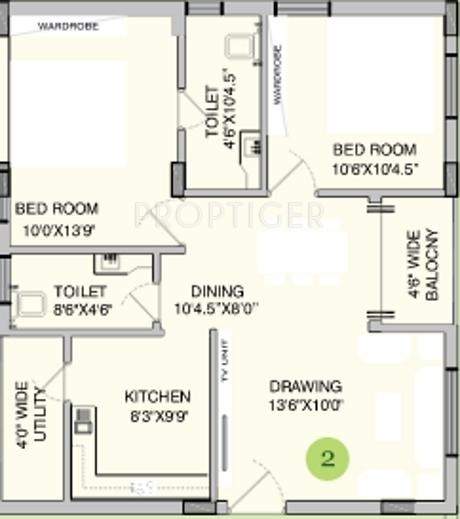 Alekhya Blue Bells (2BHK+2T (1,030 sq ft) 1030 sq ft)