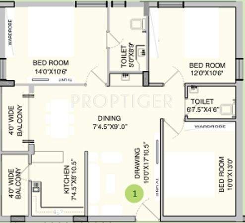 Alekhya Blue Bells (3BHK+2T (1,255 sq ft) 1255 sq ft)