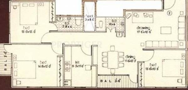 Moghal Moghal Milliorate (3BHK+2T (1,255 sq ft) 1255 sq ft)