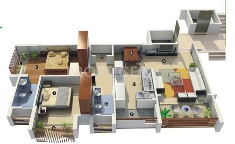 Nila Infrastructure Anaahata Floor Plan (2BHK+2T)