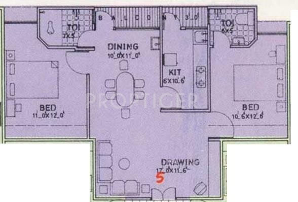 Moghal Moghal Mehran (2BHK+2T (890 sq ft) 890 sq ft)