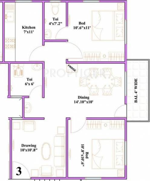 Moghal Moghal Mayuri (2BHK+2T (961 sq ft) 961 sq ft)
