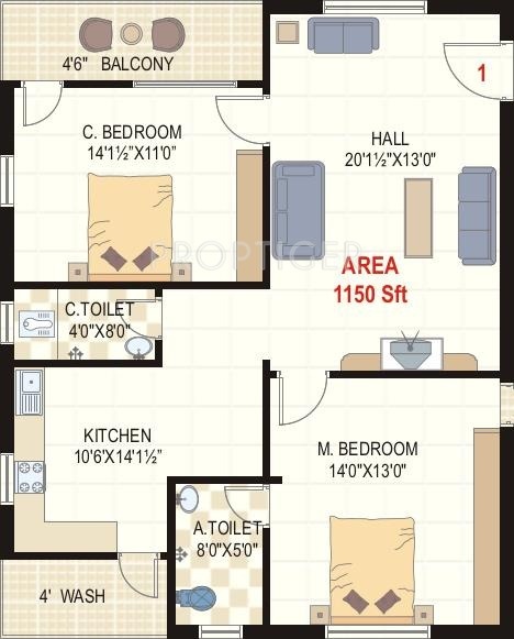 Libra Libra Residency (2BHK+2T (1,115 sq ft) 1115 sq ft)