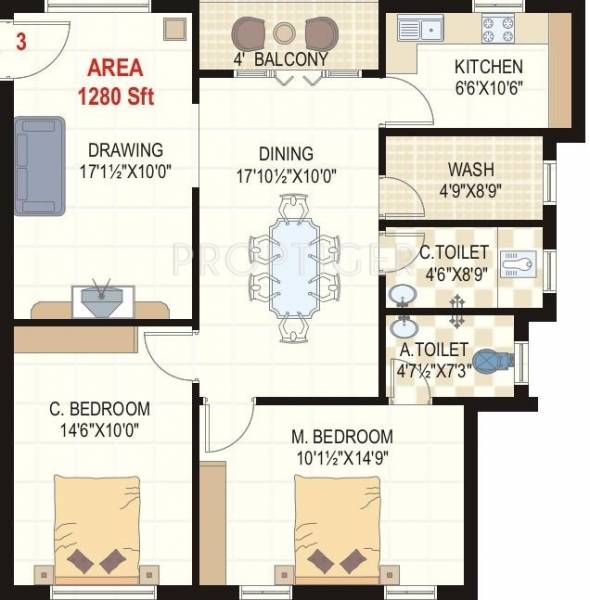 Libra Libra Residency (2BHK+2T (1,280 sq ft) 1280 sq ft)