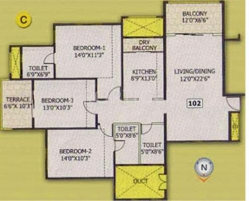 Naiknavare Victoria Garden (3BHK+3T (1,540 sq ft) 1540 sq ft)