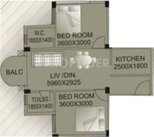 Sweet Shantiniketan Apartment II (2BHK+2T (870 sq ft) 870 sq ft)