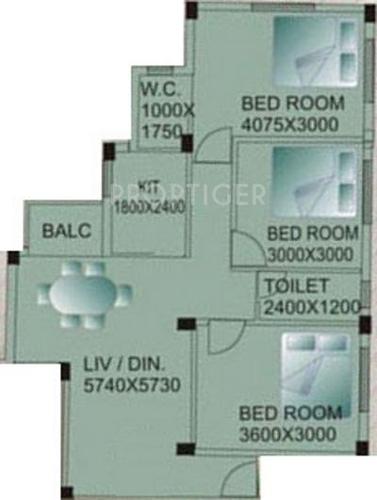Sweet Shantiniketan Apartment II (3BHK+2T (1,200 sq ft) 1200 sq ft)