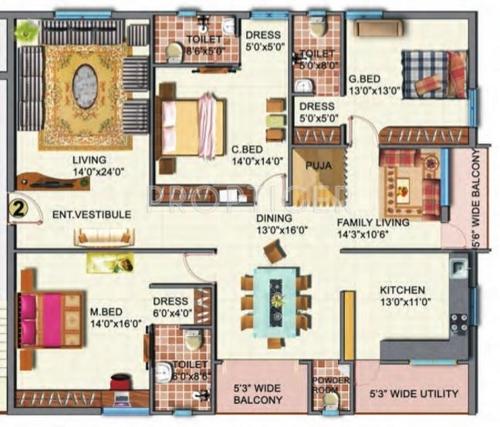 Saishakti Bhaskara Signature (3BHK+3T (2,532 sq ft)   Pooja Room 2532 sq ft)