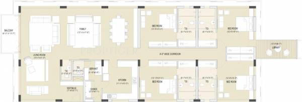 Olive Grace Floor Plan (4BHK+4T + Servant Room)