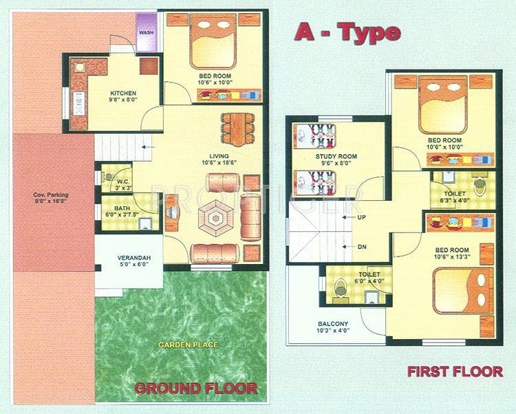 Shreenath Corporation Bhagvat Bunglows Floor Plan (3BHK+2T + Servant Room)