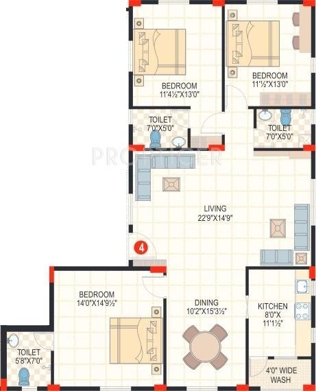 Cecon Manor (3BHK+3T (1,550 sq ft) 1550 sq ft)