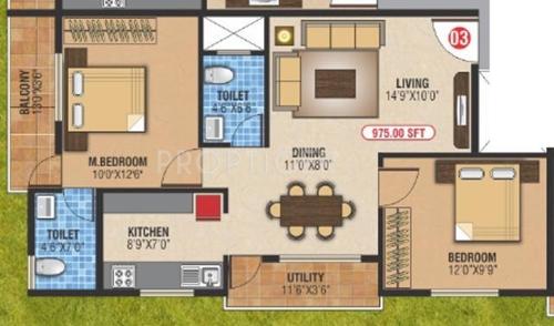 Balaji Sai Residency (2BHK+2T (975 sq ft) 975 sq ft)