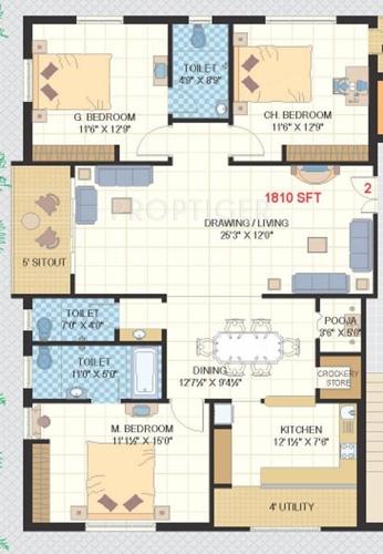 HSR Venkata Rama Serenity (3BHK+3T (1,810 sq ft)   Pooja Room 1810 sq ft)