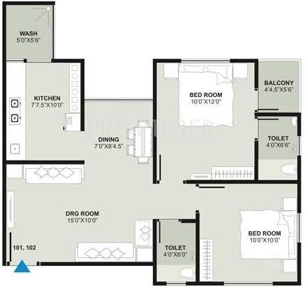 Mahadev Sri Nand City 6 (2BHK+2T (945 sq ft) 945 sq ft)