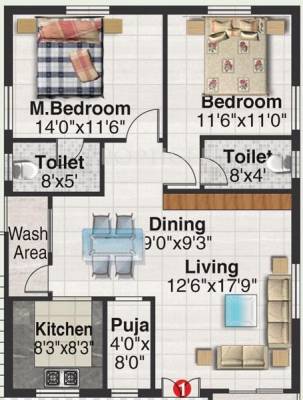 Aryamitra Conifers (2BHK+2T (1,250 sq ft) 1250 sq ft)