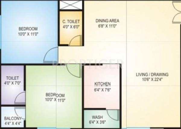 Space Space Park II (2BHK+2T (1,040 sq ft) 1040 sq ft)