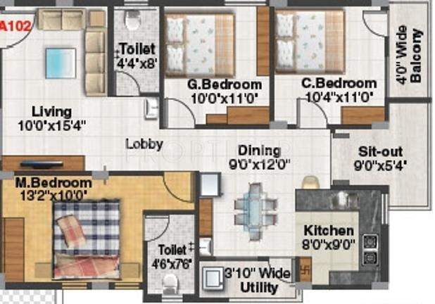 Aakruthi Serenity (3BHK+2T (1,270 sq ft) 1270 sq ft)