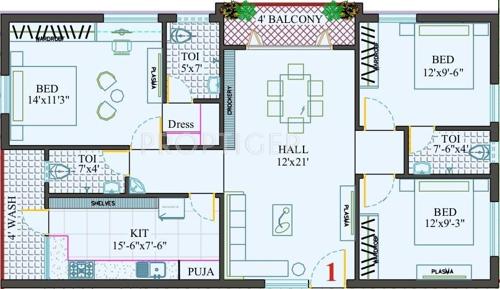 Sai Sri Sai Elite (3BHK+3T (1,440 sq ft) 1440 sq ft)