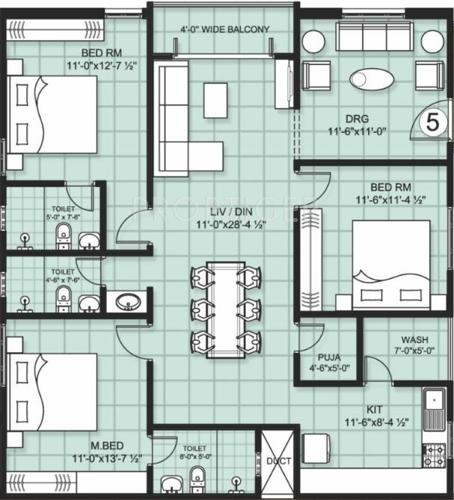 Sai Siri Residency (3BHK+3T (1,670 sq ft) 1670 sq ft)