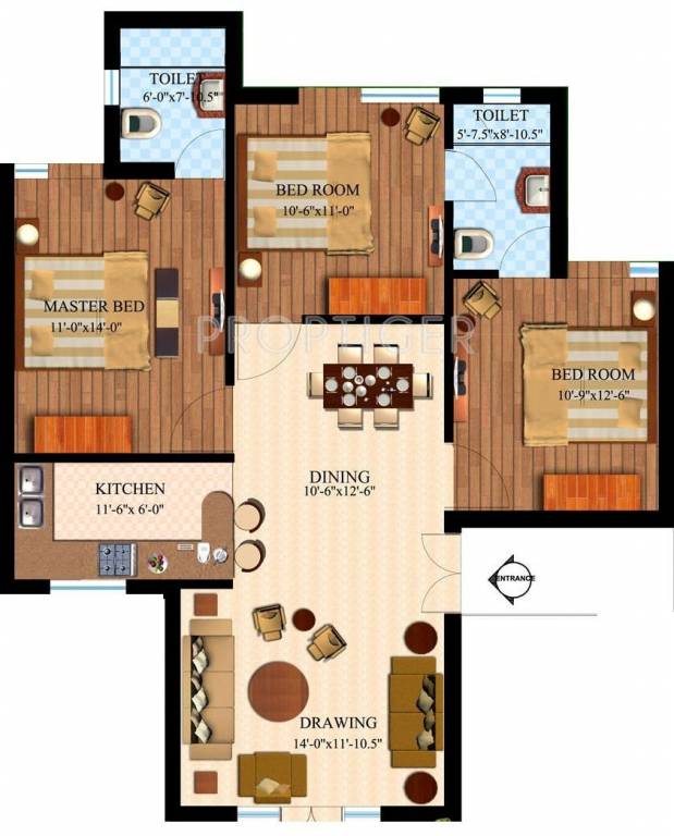 Dhingra Suburbian Floors (3BHK+2T (1,055 sq ft) 1055 sq ft)