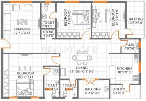 Anuhar A Square (3BHK+3T (2,120 sq ft)   Pooja Room 2120 sq ft)