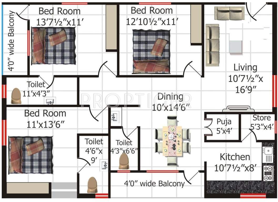 Shriya Sk Wonders (3BHK+3T (1,646 sq ft) + Pooja Room 1646 sq ft)