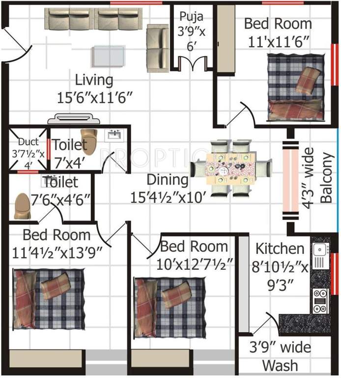 Shriya Sk Wonders (3BHK+2T (1,463 sq ft) + Pooja Room 1463 sq ft)