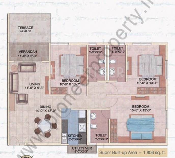 Ginni Himadri (3BHK+3T (1,806 sq ft) 1806 sq ft)