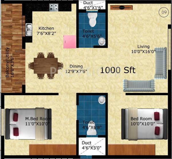 Kumari Brundavan (2BHK+2T (1,000 sq ft) 1000 sq ft)