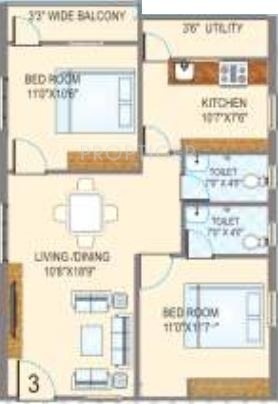 Sanvi Sri Abode (2BHK+2T (973 sq ft) 973 sq ft)