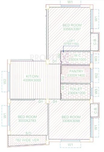 Jeet Dafodil (3BHK+2T (1,049 sq ft) 1049 sq ft)