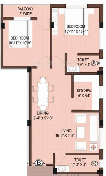 Msdcon Arsuday Avanisa (2BHK+2T (970 sq ft) 970 sq ft)